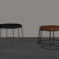 Modern Hexagonal Stools With Metal Frame In Black And Brown Colors 3d model