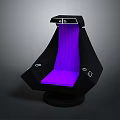Futuristic Black Chair With Purple Glowing Accents And Geometric Design