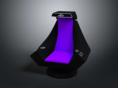Futuristic Black Chair With Purple Glowing Accents And Geometric Design 3d model