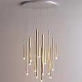 Modern Golden Long Tube Chandelier Hanging With Minimalist Illuminated Design