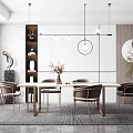 Modern Dining Table and Chair Combination Simple Table and Chair Combination 3d model