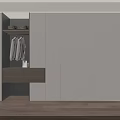 Modern White Wardrobe With Open Storage Section Hanging Clothes And Wooden Drawers