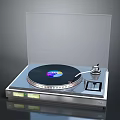 Hi Fi Turntable With Transparent Cover Black Vinyl Record And Colorful Label