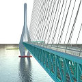 Modern Cable Stayed Bridge Design With Twin Towers Spanning Calm Water Surface 3d model