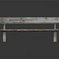 Vintage Wooden Bench Furniture With Distressed Seat And Backrest Details