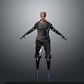 Cyberpunk 3D Humanoid Character With Pink Hair And Mechanical Arm Leg Armor
