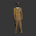 Classic Brown Military Uniform Full Set With Cap Belt And Decorative Medals