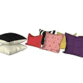 Colorful Decorative Pillows With Various Patterns And Solid Colors For Home Decor 3d model