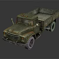 Vintage Green Truck With Rusty Body And Open Cargo Bed Design