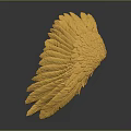 Artistic Yellow Bird Wings Sculpture With Detailed Feather Texture And Smooth Design 3d model