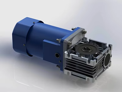 Industrial Gear Motor With Blue Silver Housing Aluminum Heat Sink And Flange Interface 3d model