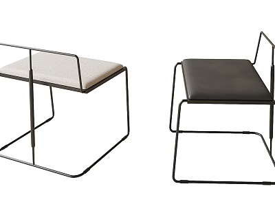 Minimalist Modern Leisure Chairs With Metal Frame And Light Dark Cushioned Seats 3d model