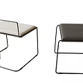 Minimalist Modern Leisure Chairs With Metal Frame And Light Dark Cushioned Seats