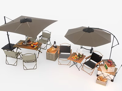 Camping Tent Outdoor Table and Chair Combination Folding Table and Chair Beverage Food Barbecue 3d model