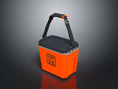 Portable Orange Insulated Cooler Box With Black Handle And TIGER Logo For Outdoor Use 3d model