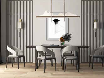 New Chinese Dining Table and Chair Combination Dining Table and Chair 3d model