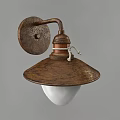 Vintage Copper Wall Sconce With Curved Arm Rope Detail And White Glass Globe