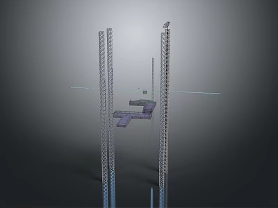 Heavy Duty Industrial Metal Storage Equipment With Vertical Columns And Platform Structure 3d model