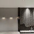 Elegant Hotel Corridor With Ink Mountain Painting Wooden Doors And Recessed Lighting