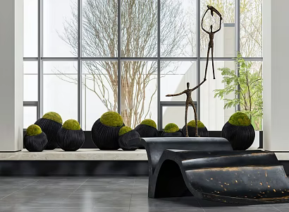 Modern Hotel Lobby View 3d model