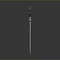 Decorative Sword With Golden Hilt Green Gemstone And Black Blade Design