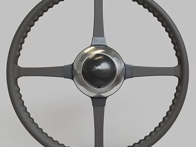 Classic Car Steering Wheel With Textured Grip And Metallic Center Spokes 3d model