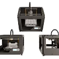 Three 3D Printers Showing Modern Design And Structural Features From Multiple Angles