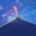 Road Infrastructure Colorful Lighted Tunnel with Geometric Transparent Structure and Smooth Road Surface 3d model