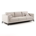 Modern Light Beige Two Seater Sofa With Soft Cushions And Dark Wooden Legs