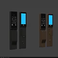 Smart Door Handles With Digital Keypad And Screen In Grey And Gold