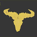 Artistic Ram Skull Sculpture With Intricate Carved Horns And Textured Details