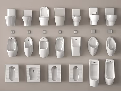 Various Modern White Urinal Styles for Contemporary Bathroom Spaces 3d model