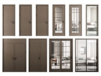 Modern swing door single door combination 3d model