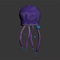 Purple Jellyfish Featuring Purple Tentacles and Blue Spots on Reflective Surface