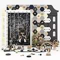 Wooden Swing Kids Sports Equipment With Toys House Model Blackboard Star Moon Patterns