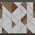 Modern Geometric Wall Design With White Brown Red Abstract Patterned Panels 3d model