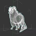 3D Lion Character Model With Brown Mane Beige Fur And Purple Accents