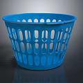 Blue Plastic Laundry Basket With Holes For Household Daily Storage Use