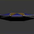 Blue And Yellow Geometric 3D Model With Modern Flat Surface Design