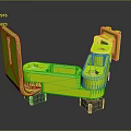 Neon Green 3D Printed Car Bracket Component With Holes And Supports