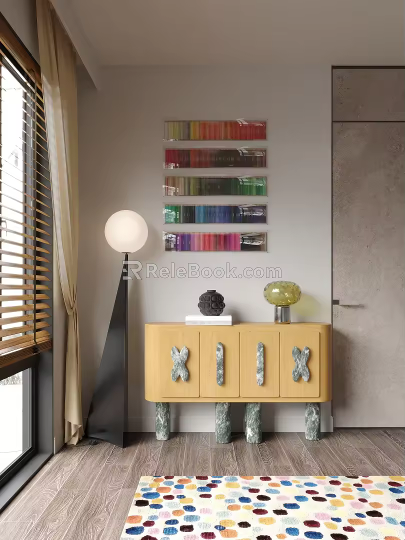 Modern Entrance Cabinet Side Cabinet Display Cabinet Hanging Picture Side 3d model