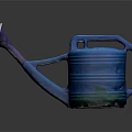 Blue Plastic Watering Can With Handle And Spout For Home Garden Use
