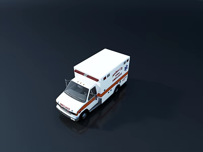 White Ambulance Emergency Vehicle With Orange Stripes And Medical Rescue Features 3d model