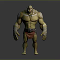 3D Model Muscular Orc Game Movie Character With Red Loincloth And Arm Wraps