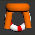 Orange Inflatable Seat With Red And White Lifebuoy Base Structure