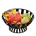 Black Perforated Ceramic Fruit Bowl Filled With Dragon Fruit Plums Apples And Peaches