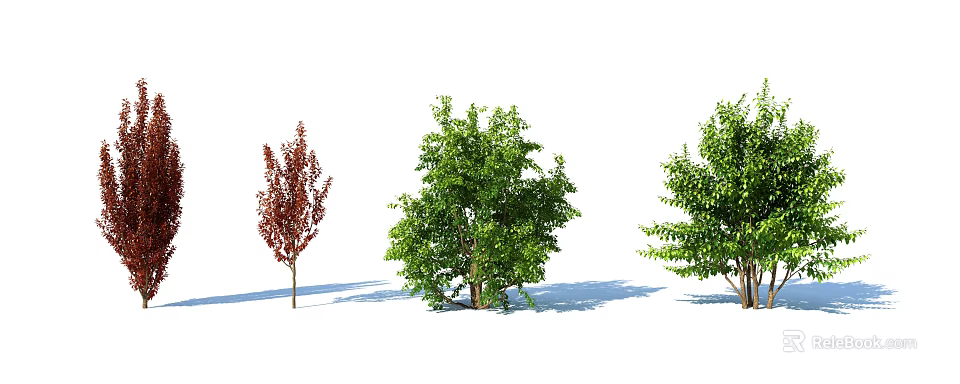 Vibrant Leafy Shrubs with Red and Green Foliage for Garden Landscaping 3d model 