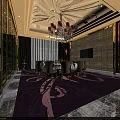 Luxurious Private Dining Room With Chandelier Dining Table Chairs And Decorative Walls