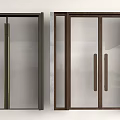 Modern Glass Entry Doors With Dark And Brown Frames And Metallic Handles