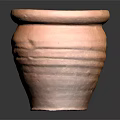 Handcrafted Rustic Terracotta Pot With Striped Design And Smooth Rim